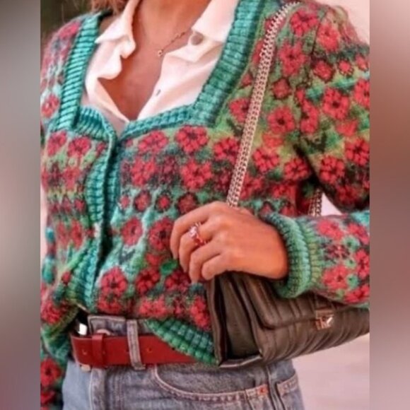 🎀ZARA bloggers favourite floral jacquard cardigan medium - Picture 11 of 16